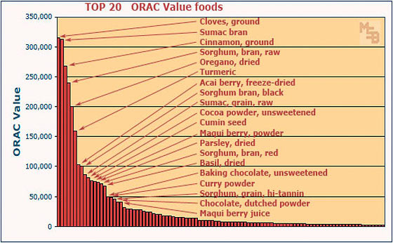 Top 100 High ORAC Value Antioxidant Foods